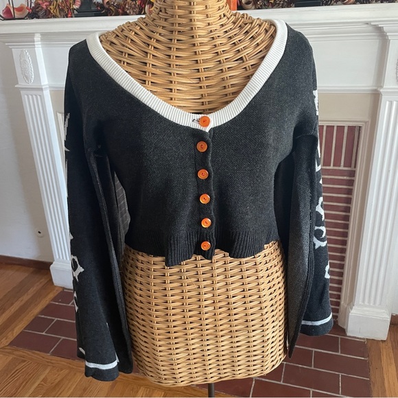 Elhoffer bell sleeve crop goth cardigan M - Picture 1 of 13